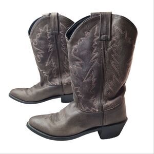 Vintage leather western Cowboy cowgirl boots women's, sz 6.5 estimated brown